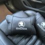 Автомобільні подушки 2 шт на підголівник Skoda / Шкода, з натуральної шкіри, стильний аксесуар для вашого авто