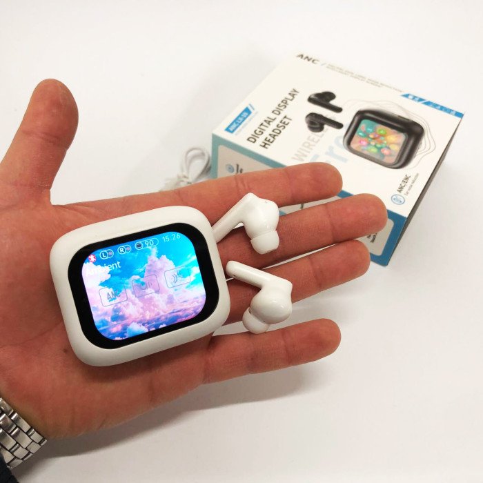 Навушники бездротові LX-10 TWS Earbuds з LED дисплеєм, Bluetooth гарнітури, Вакуумні навушники. Колір: білий