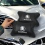 Автомобільні подушки 2 шт на підголівник Skoda / Шкода, з натуральної шкіри, стильний аксесуар для вашого авто