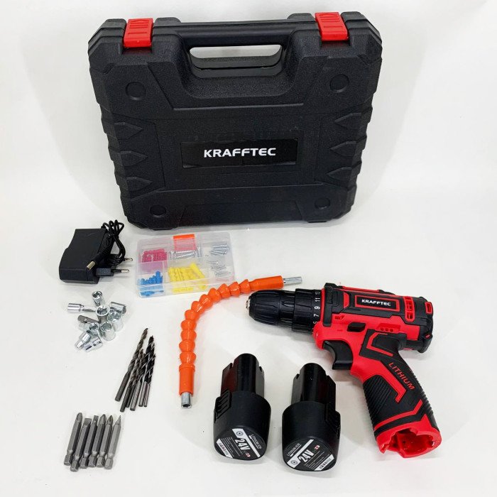 Акумуляторний шуруповерт із насадками KRAFFTEC 24V