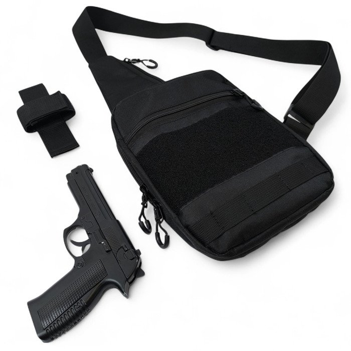 Тактична сумка на плече з кобурою, система MOLLE, патч-панель, Cordura