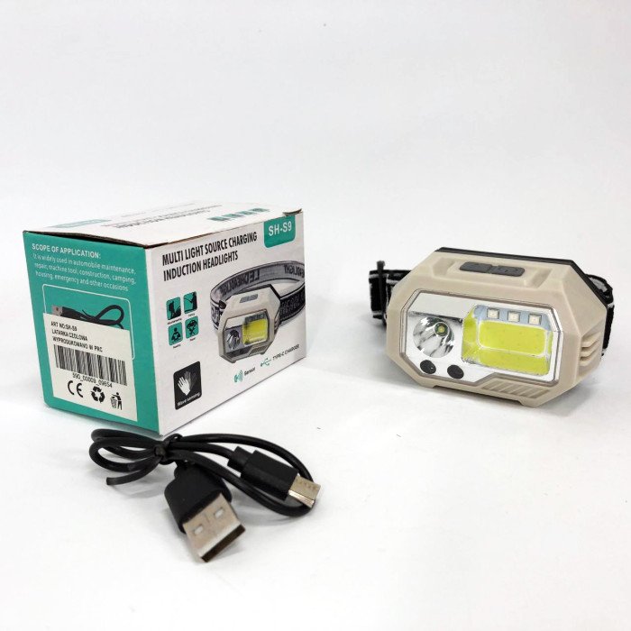 Ліхтар налобний SH-S9-XPE+COB+3SMD(red), ліхтарик налобний з usb зарядкою, ліхтар на голову для бігу