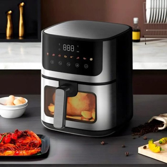 Аерогриль Rainberg RB-2268 4200 Вт аерофритюрниця безолійна без олії з регулюванням температури 8 л