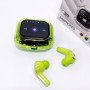 Бездротові вакуумні навушники TWS з дисплеєм LED, вологозахист IPx4 Bluetooth 5.4 з кейсом. Колір: зелений