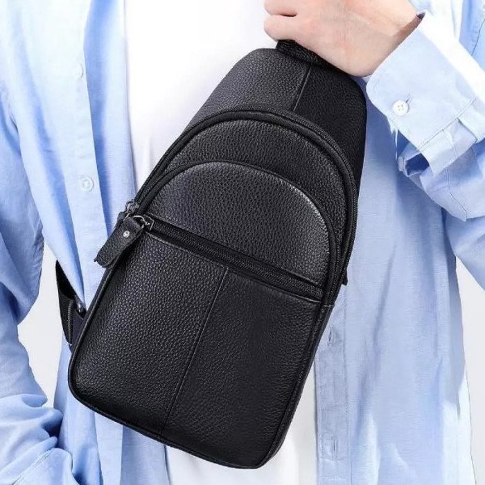 Стильна чоловіча шкіряна сумка через плече, натуральна шкіра флотар, якісна фурнітура
