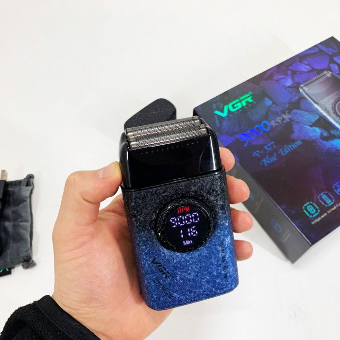 Електробритва VGR V-377 BLUE шейвер, Електрична акумуляторна бритва для гоління, шейвер чоловічий