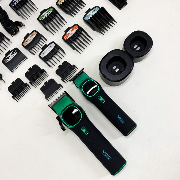 Комплект VGR 2 в 1 V-885 S2 GREEN, акумуляторна машинка для стрижки та триммер