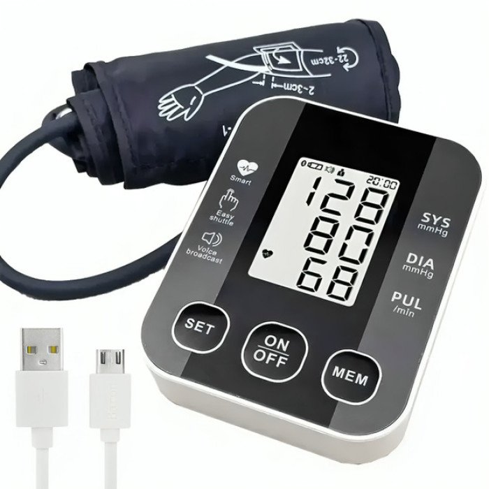 Автоматичний тонометр для вимірювання тиску з роботою від батарей USB РК-дисплеєм індикатором заряду