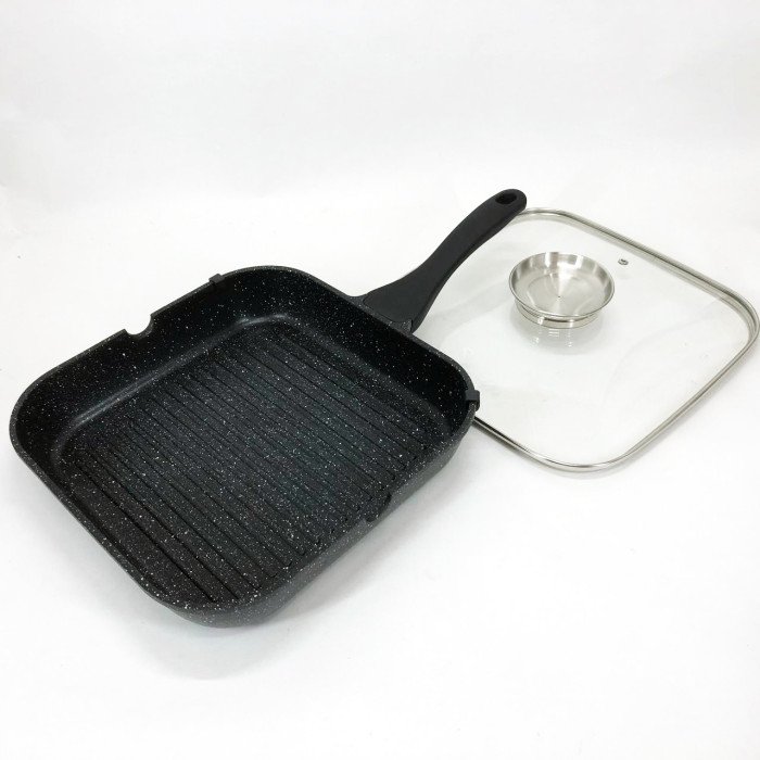 Сковорода гриль UNIQUE UN-4012 стильна 24см, Надійна сковорода з антипригарним покриттям