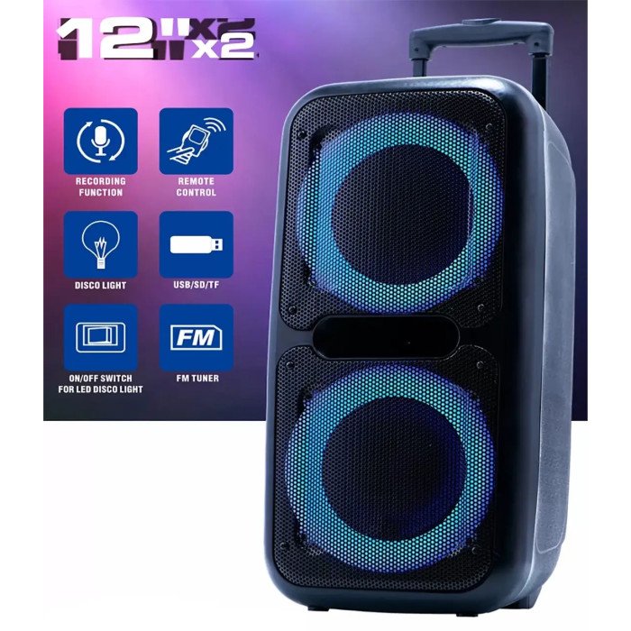 Акустична переносна колонка ZXX-7575 300 Вт акумуляторна з мікрофонами 80х39х33 см