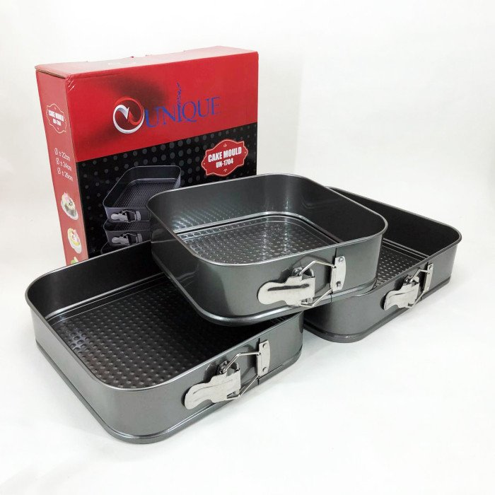 Набір квадратних роз'ємних форм для випікання Unique UN-1704 20/22/24 см