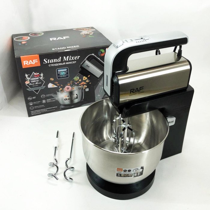 Стаціонарний міксер ручний RAF R.6652 із металевою чашею 3.5 л 1000 Вт