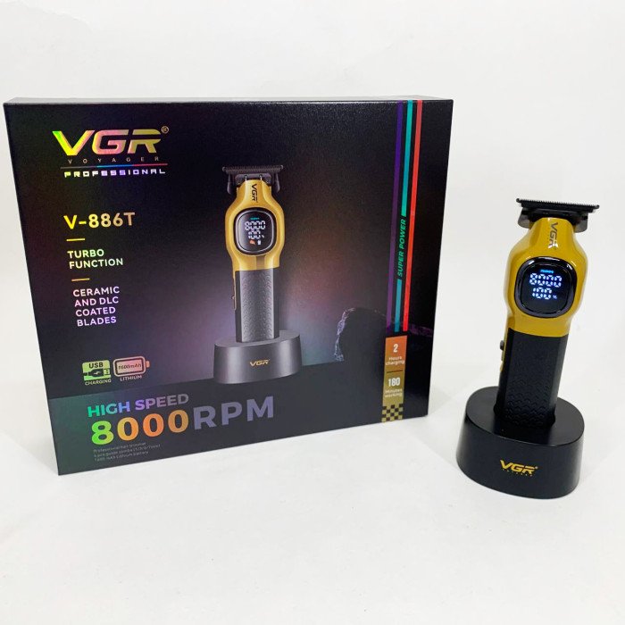 Тример для стрижки волосся VGR V-886T GOLD 8000RPM 4 насадки