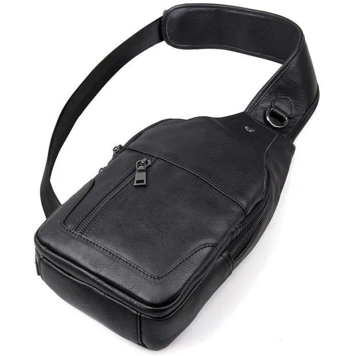 Преміальна чоловіча шкіряна сумка з натуральної італійської шкіри, чорна
