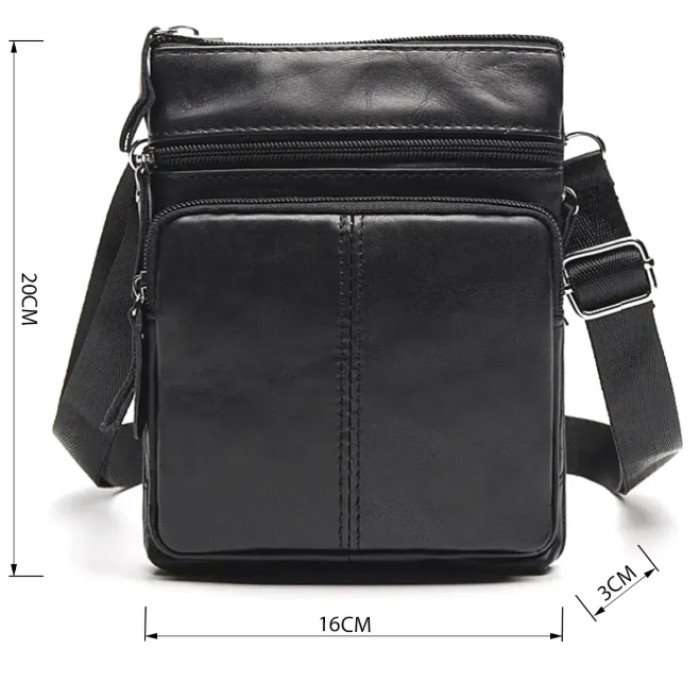 Чоловіча сумка з натуральної італійської шкіри флотар – 5 кишень, міцна фурнітура