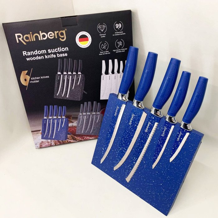 Набір ножів Rainberg RB-2322 з нержавіючої сталі з магнітною основою Blue