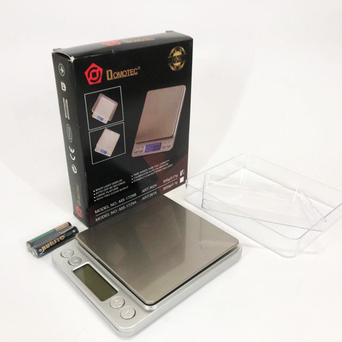 Ваги ювелірні Domotec MS-1729B електронні з 2-ма чашами 0,01-500 гр, Кишенькові ваги для золота