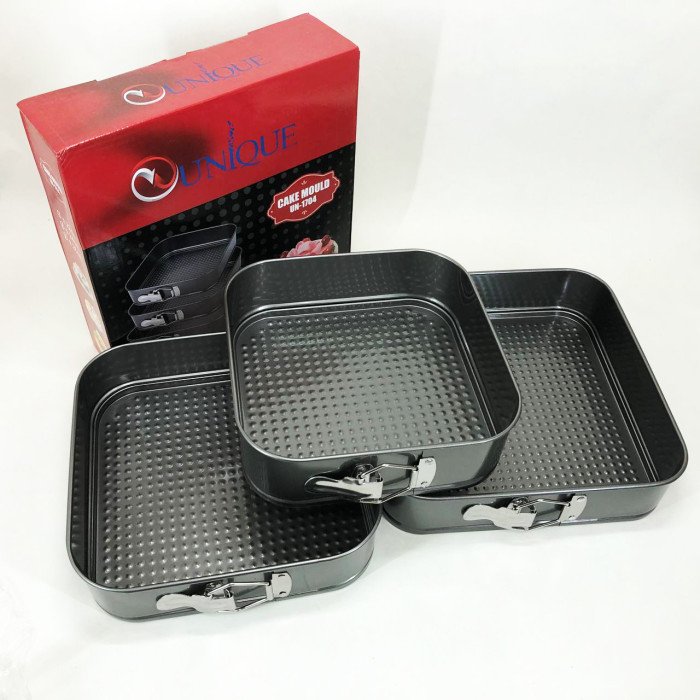 Набір квадратних роз'ємних форм для випікання Unique UN-1704 20/22/24 см