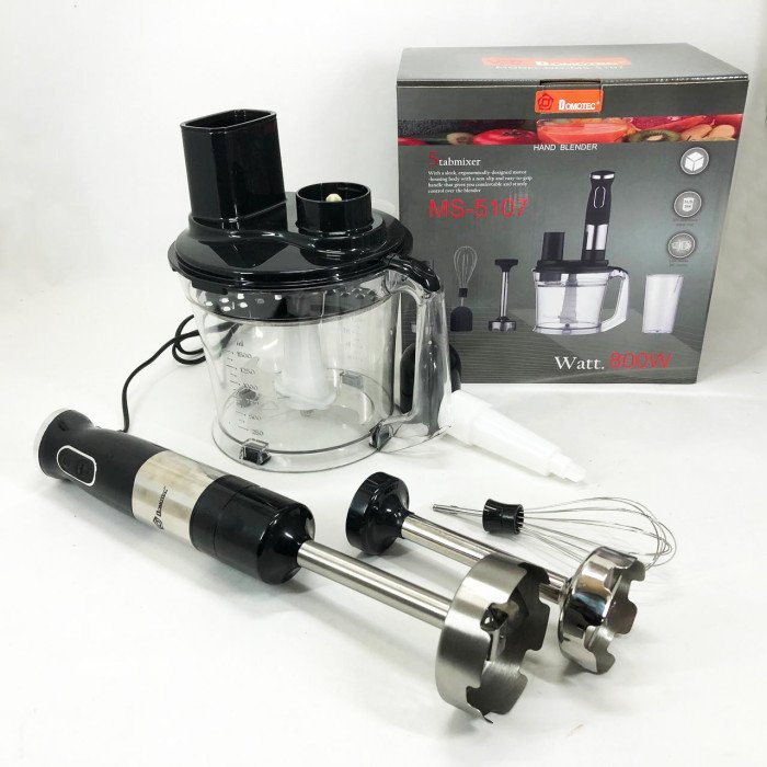 Блендер заглибний багатофункціональний 6-в-1 Domotec MS-5107 800 Вт, Потужний блендер для дому