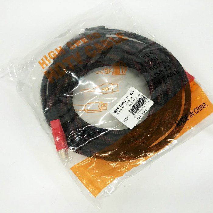 Кабель посилений 5м перехідник адаптер HDMI-HDMI тато-тато аудіо відео шнур в обмотці