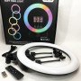 Кільцева LED лампа RGB MJ45 Ring 45 см комплектація адаптер із вбудованим кабелем, тримачі для телефону, пульт
