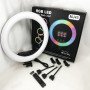 Кільцева LED лампа RGB MJ45 Ring 45 см комплектація адаптер із вбудованим кабелем, тримачі для телефону, пульт