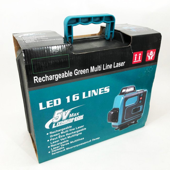 Рівень лазерний лінійний нівелір акумуляторний Laser 4D, 16 ліній, робоча відстань 30м, у валізі