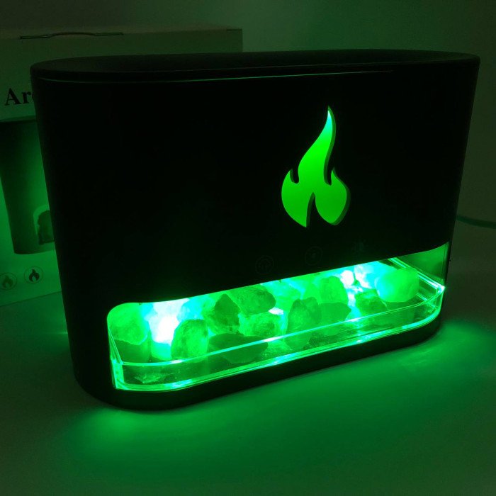 Лампа зволожувач повітря Docsal Flame 3 в 1 з соляним камінням, Портативний зволожувач повітря лампа