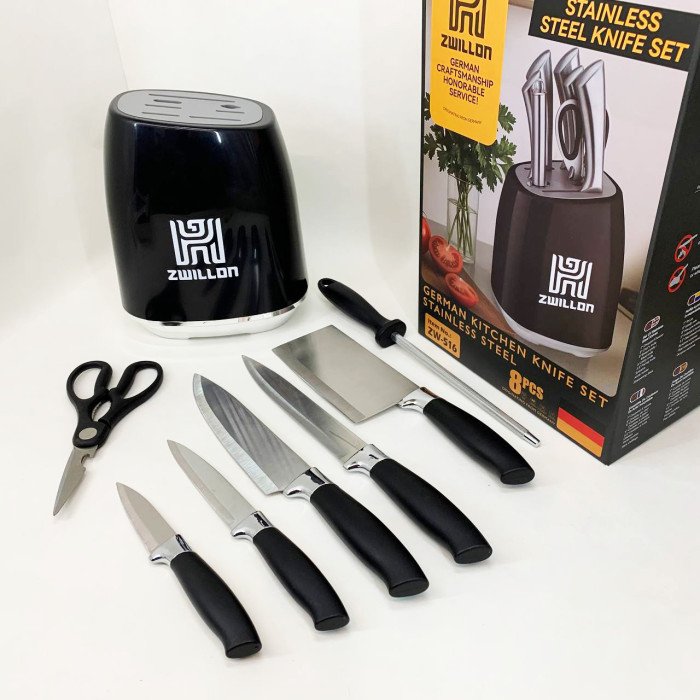 Набір ножів із нержавіючої сталі з основою Rainberg RB-2330 Black