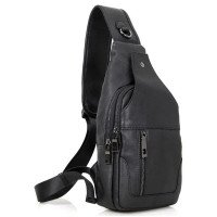 Преміальна чоловіча шкіряна сумка з натуральної італійської шкіри, чорна