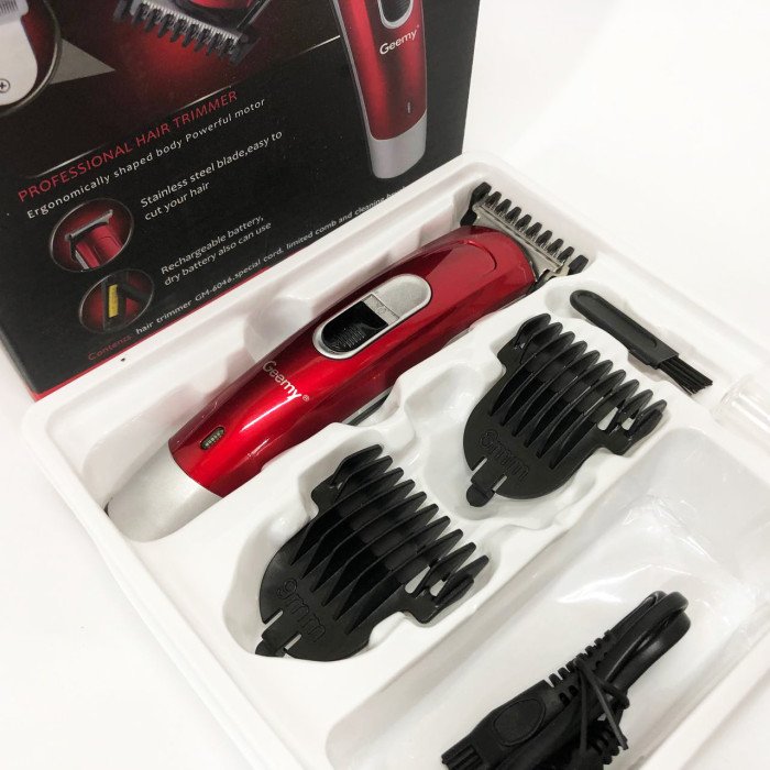 Машинка для стрижки волосся Gemei GM-6046, Машинка для стрижки волосся та гоління. Колір: червоний