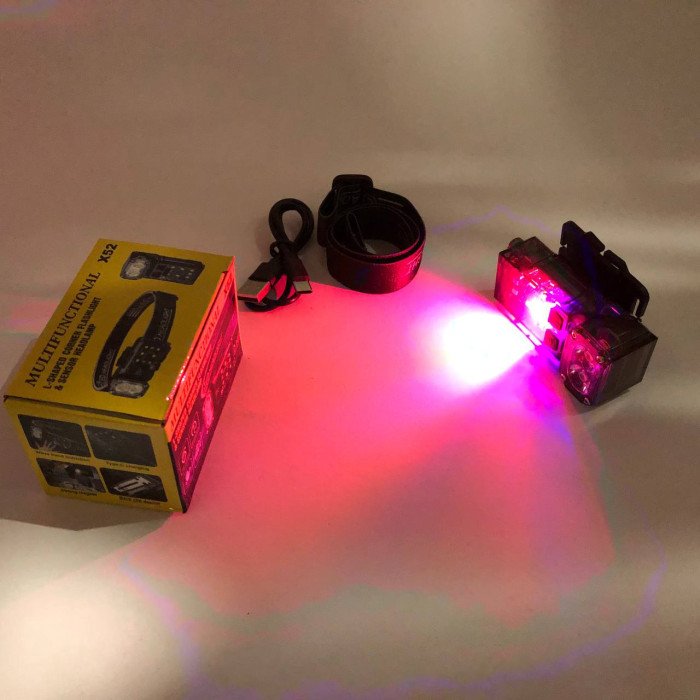 Ліхтар налобний X52, 2LED+6SMD RGB, Ліхтар на голову для бігу, Ліхтар на голову для риболовлі