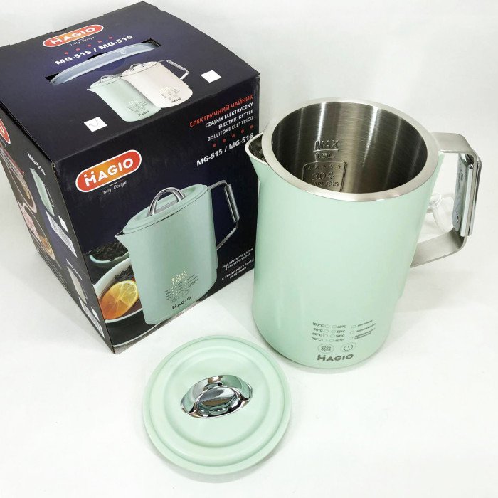 Електрочайник Magio MG-515, 1.5 л, 1500 Вт, з подвійними стінками та регулюванням температури