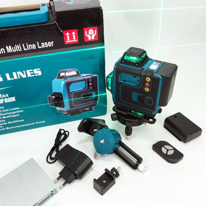 Рівень лазерний лінійний нівелір акумуляторний Laser 4D, 16 ліній, робоча відстань 30м, у валізі
