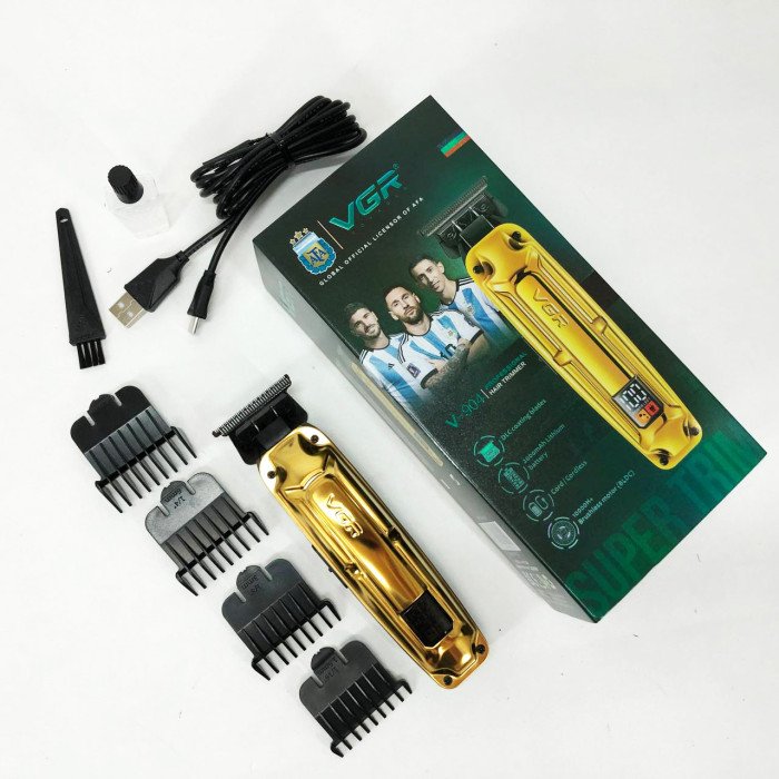Акумуляторна машинка VGR V-904 для стрижки волосся VGR, машинка з дисплеєм та змінними насадками