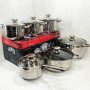 Набор посуды UNIQUE UN-5036 из нержавеющей стали с толстым 5-ти слойным дном.