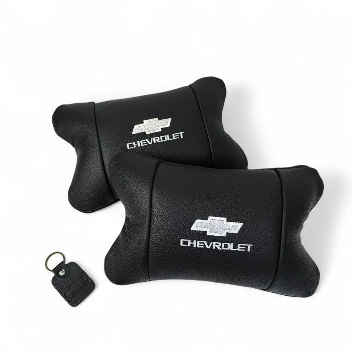 Автомобільні подушки Chevrolet з натуральної італійської шкіри + шкіряний брелок у подарунок