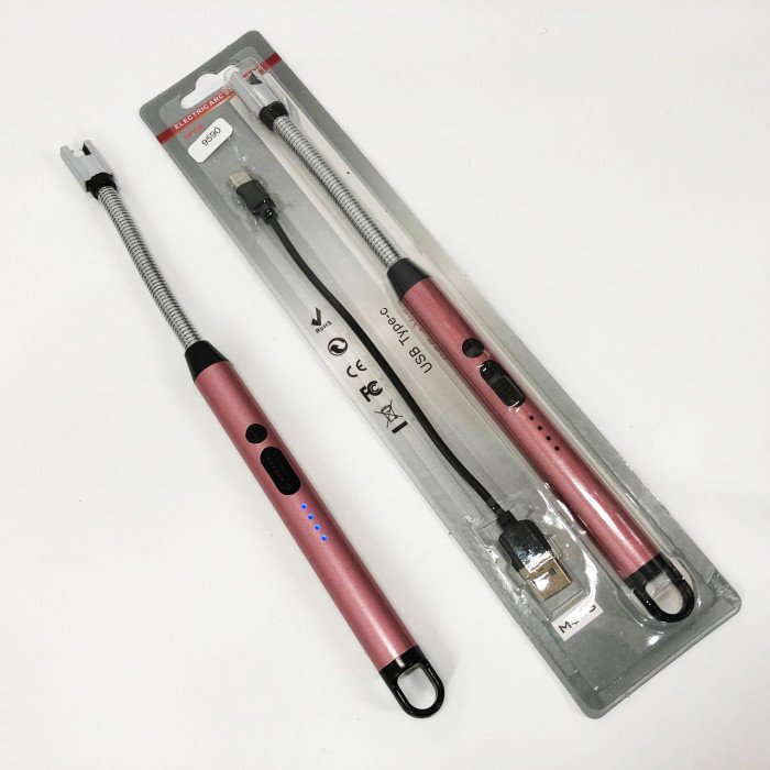 Запальничка електрична BBQ Lighter імпульсна плазмова вітрозахисна USB рожева запальничка