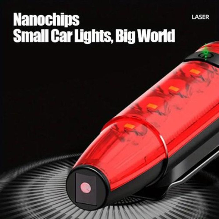 Велоліхтар LEADBIKE LD77-LS-4 LED з лазерною розміткою, Ліхтар акумуляторний світлодіодний велосипедний