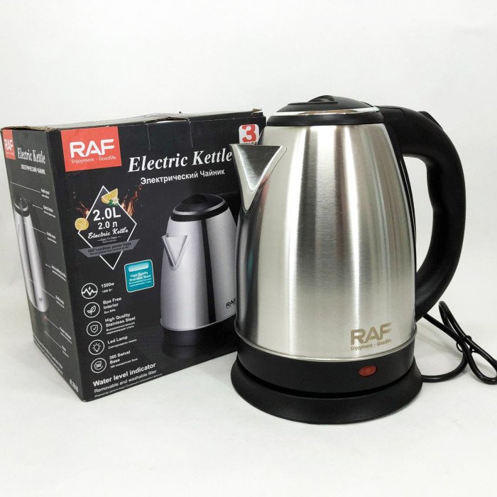 Електрочайник RAF R.7816 металевий дисковий 2 л 2200 Вт, Потужний кухонний чайник