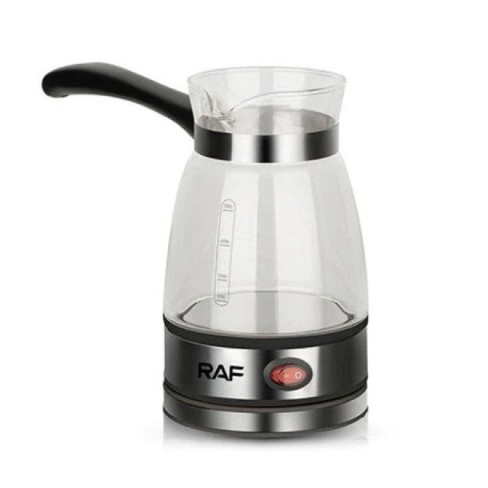 Електрична турка для кави RAF R.125 Кавоварка зі скляною чашею 500мл 600 Вт. Колір: чорний