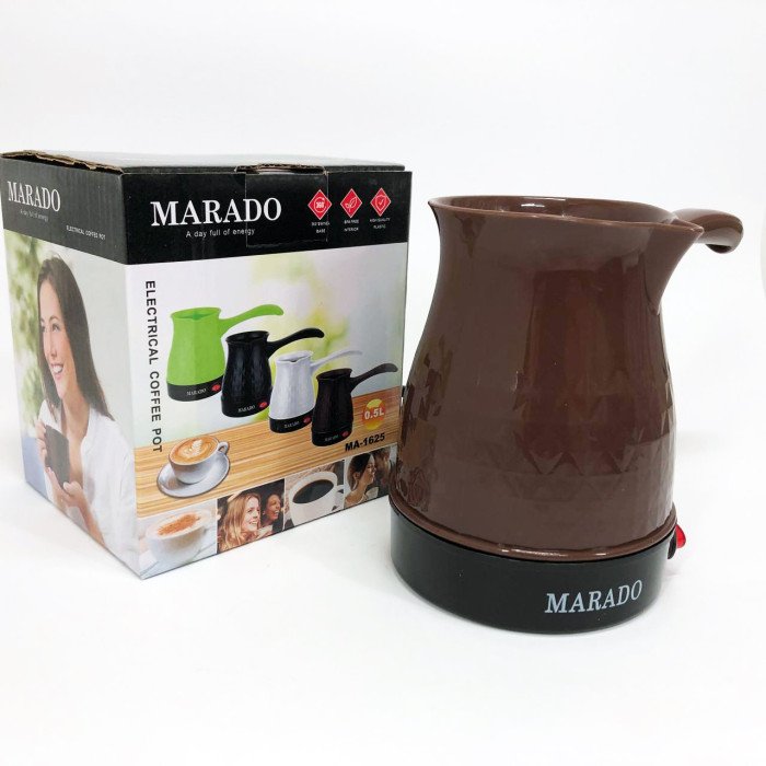 Електрична турка для кави Marado MA-1625, Побутова турка, Бюджетна турка. Колір: коричневий