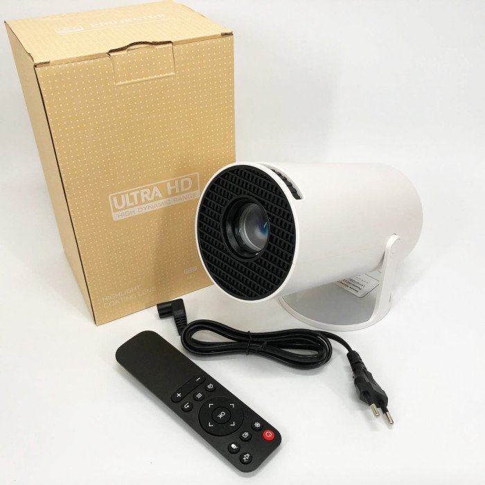 LED Проектор для дому портативний Смарт з WiFi, Bluetooth, Android 11, білий, 1280х720р