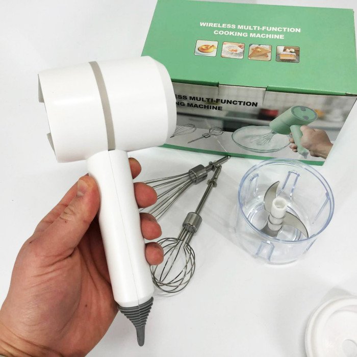 Ручний бездротовий міксер-подрібнювач 2 в 1. Колір: білий