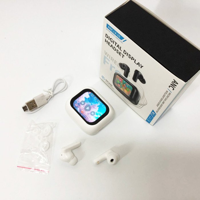 Навушники бездротові LX-10 TWS Earbuds з LED дисплеєм, Bluetooth гарнітури, Вакуумні навушники. Колір: білий