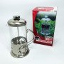 Френч-прес заварник металевий корпус UNIQUE UN-1152 600 мл, Скляний чайник для заварювання чаю