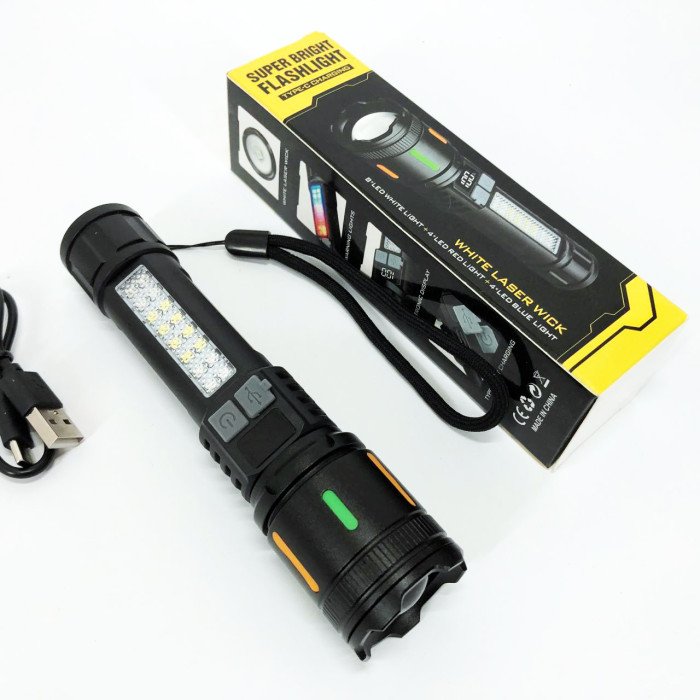 Ліхтар 530-2-TG+COB(white+red+blue)