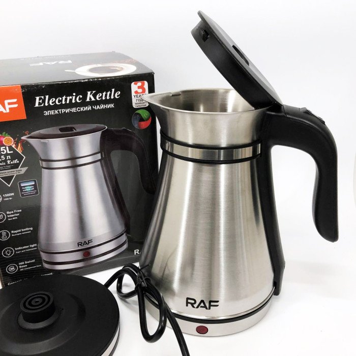 Електричний чайник-турка RAF R.7963 1.5 л, 1500 Вт, нержавіюча сталь, швидке кип'ятіння, автоматичне вимкнення