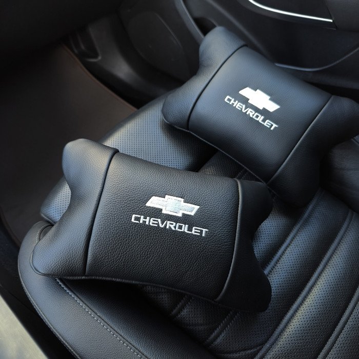 Автомобільні подушки Chevrolet з натуральної італійської шкіри + шкіряний брелок у подарунок