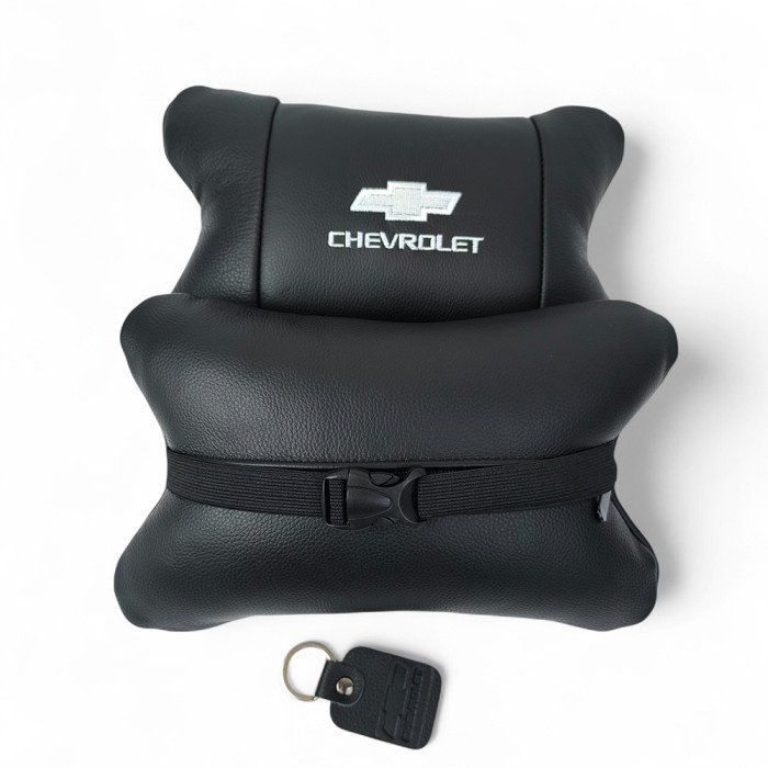 Автомобільні подушки Chevrolet з натуральної італійської шкіри + шкіряний брелок у подарунок